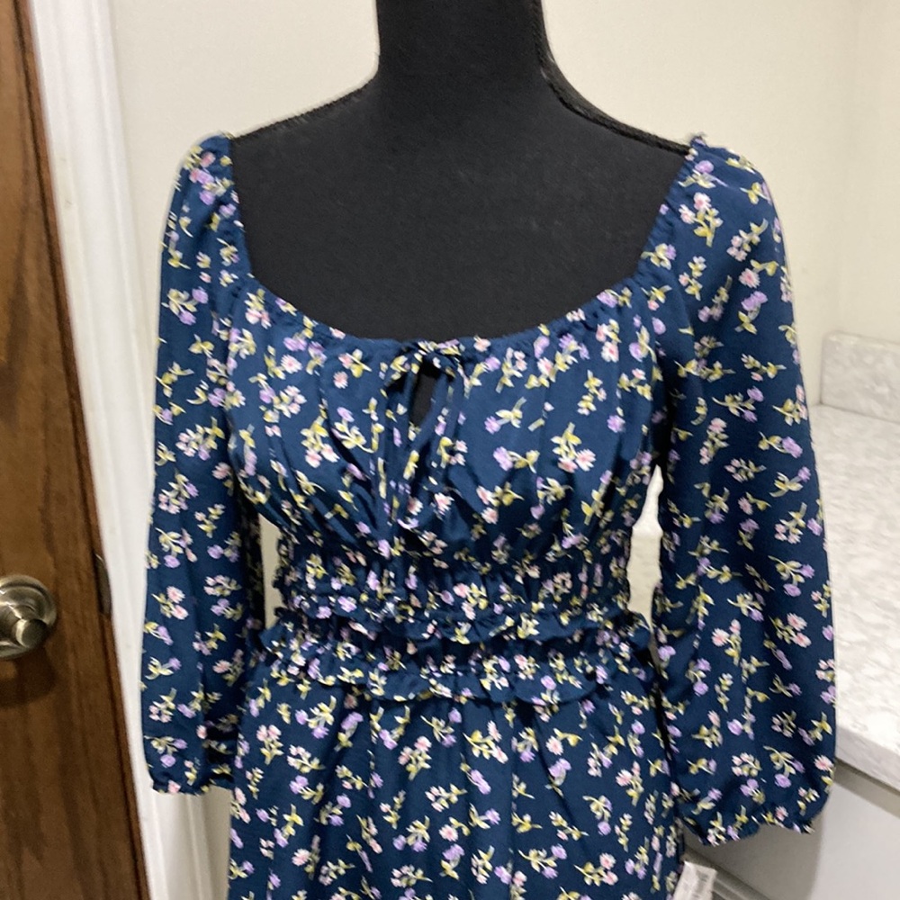 New floral smocked waist mini dress